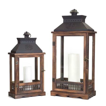 YHIOR Wood and Metal Lantern, 2PK YH2615914